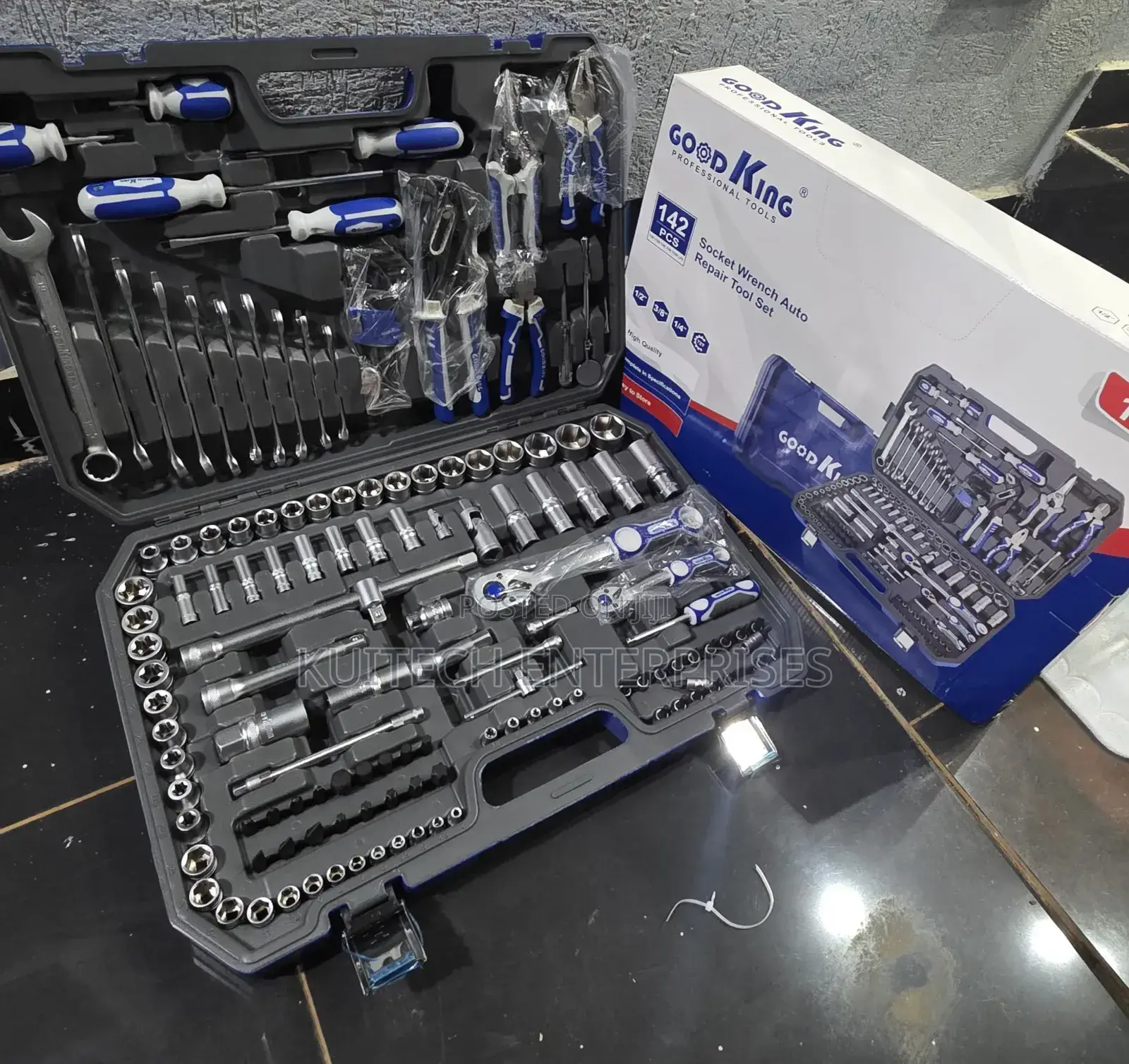 142pcs Mechanical Tool Box/ Goodking Auto Repair Socket Wrench Set