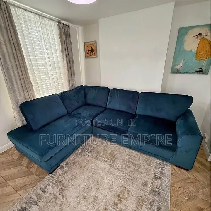 Dark Blue Velvet Sectional Sofa