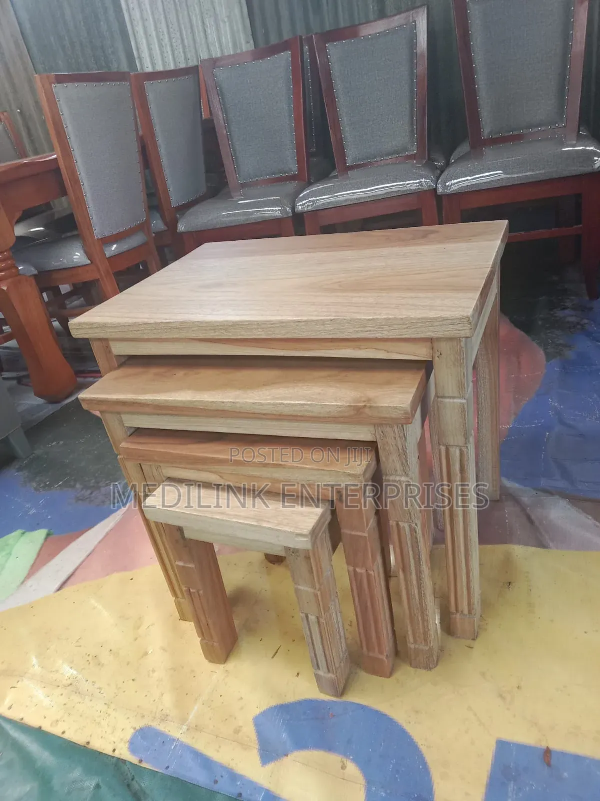 Teak Solid Nestle Stools Pair