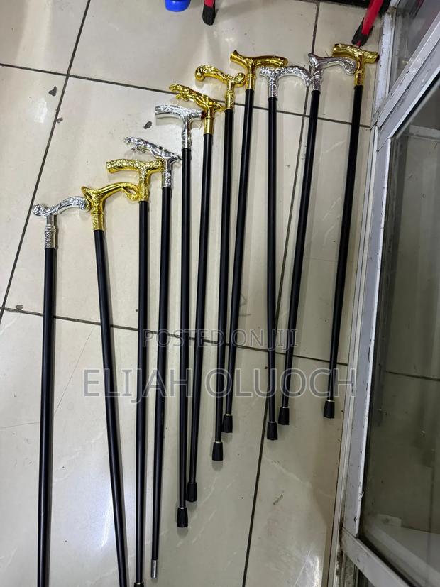 Stylish Pimped Walking Sticks 
With Sword 
Golden/Silver Handless - thumbnail 5