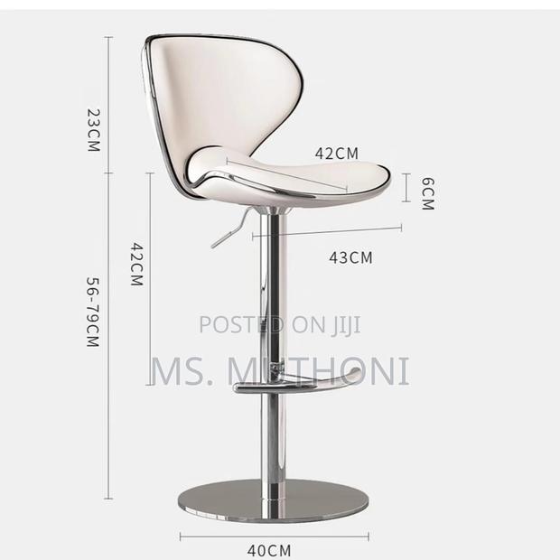 Modern Adjustable Leather Seat Bar Stools Feature 360-Degree - thumbnail 3