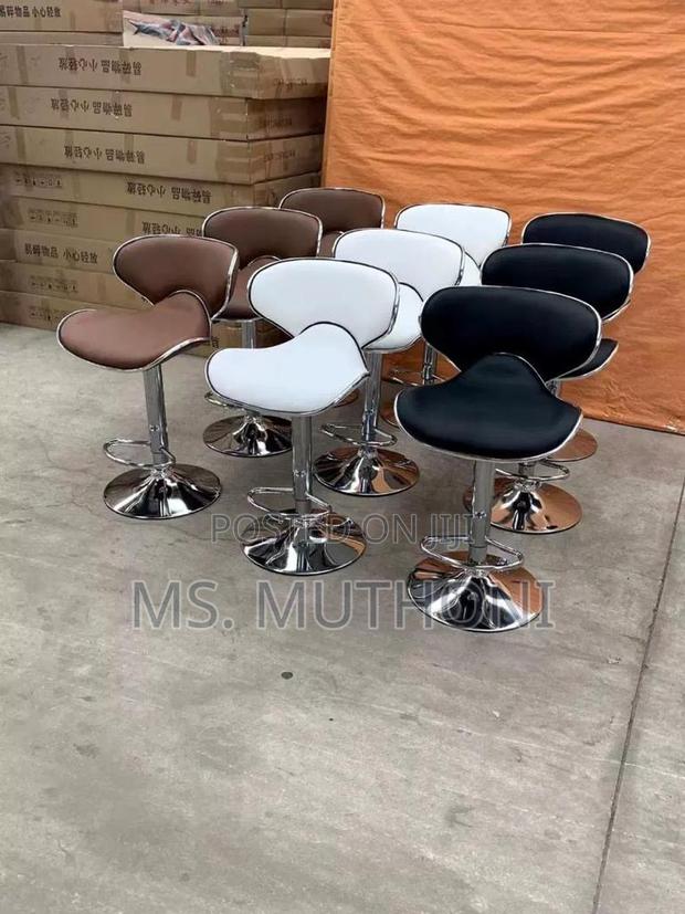 Modern Adjustable Leather Seat Bar Stools Feature 360-Degree - thumbnail 2
