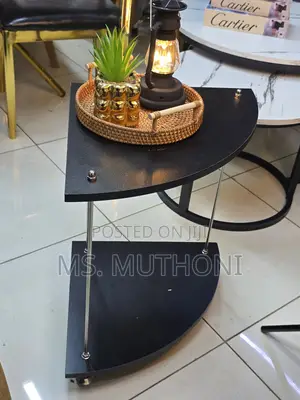 Nordic Black Two-Tier Corner Side Table