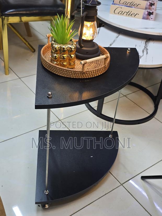 Nordic Black Two-Tier Corner Side Table