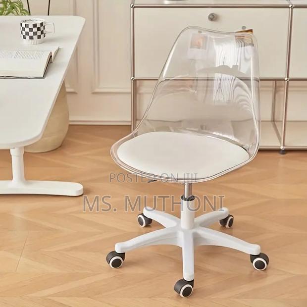 Armless Adjustable Clear Acrylic Rolling Office Chair - main view