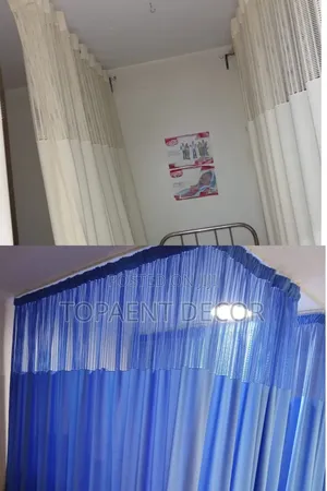 Cream and Blue Comfort and Care in Every Panel Hospital Curtains