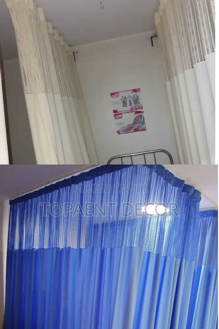 Cream and Blue Comfort and Care in Every Panel Hospital Curtains