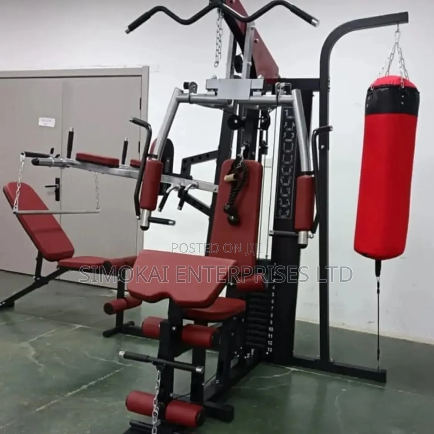 4 Station Multi Gym + Squat Rack + Punching Bag