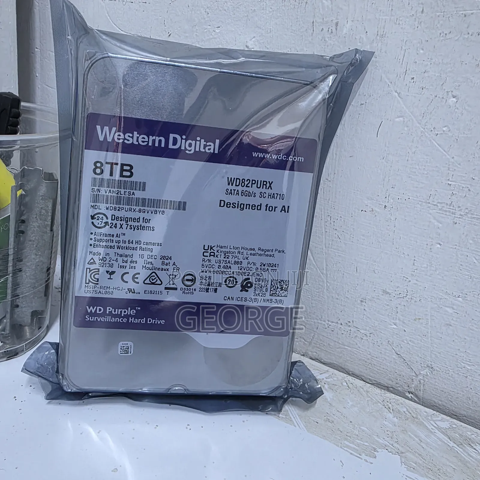 Wd Purple 8tb Surveillance Hard Drive for CCTV 24/7 Recording