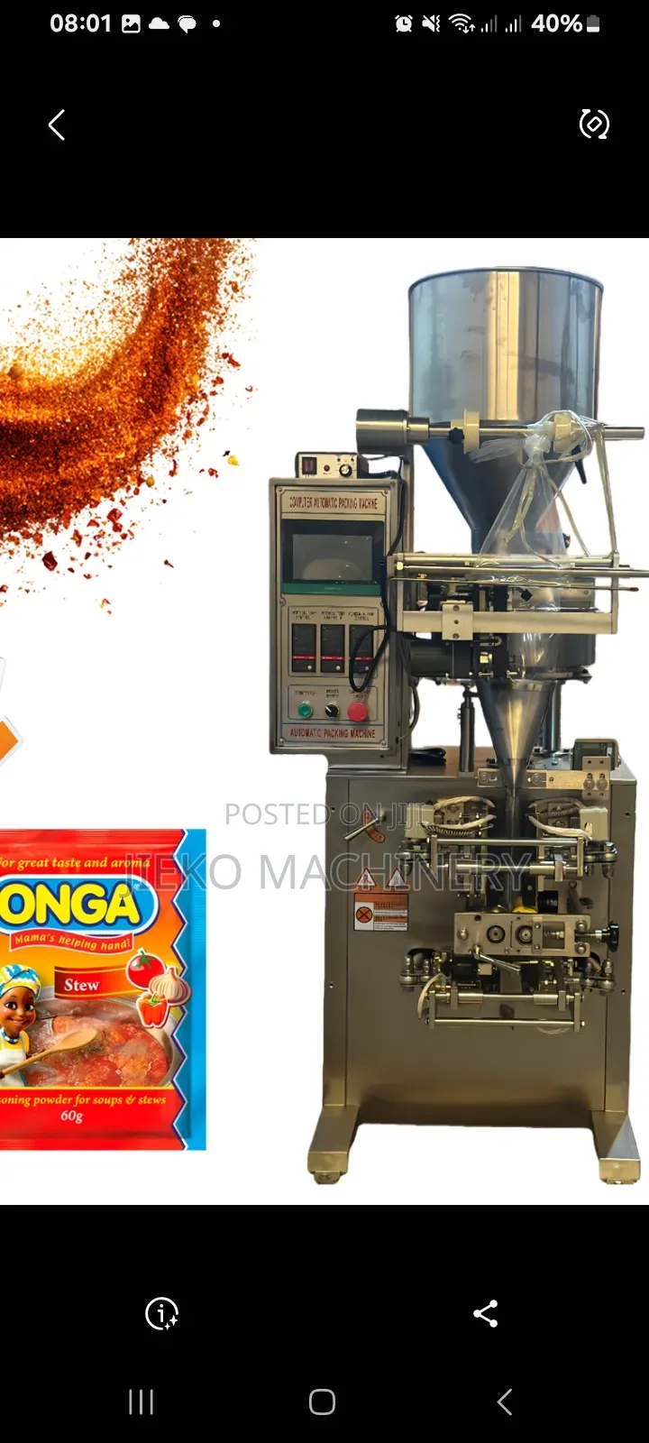 High-Speed Automatic Powder Sachet Packing Machine | Best for Spices