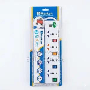 Marken 4-Way Universal Power Strip - 2 Usb Ports, 3m Cable, 2500w Max