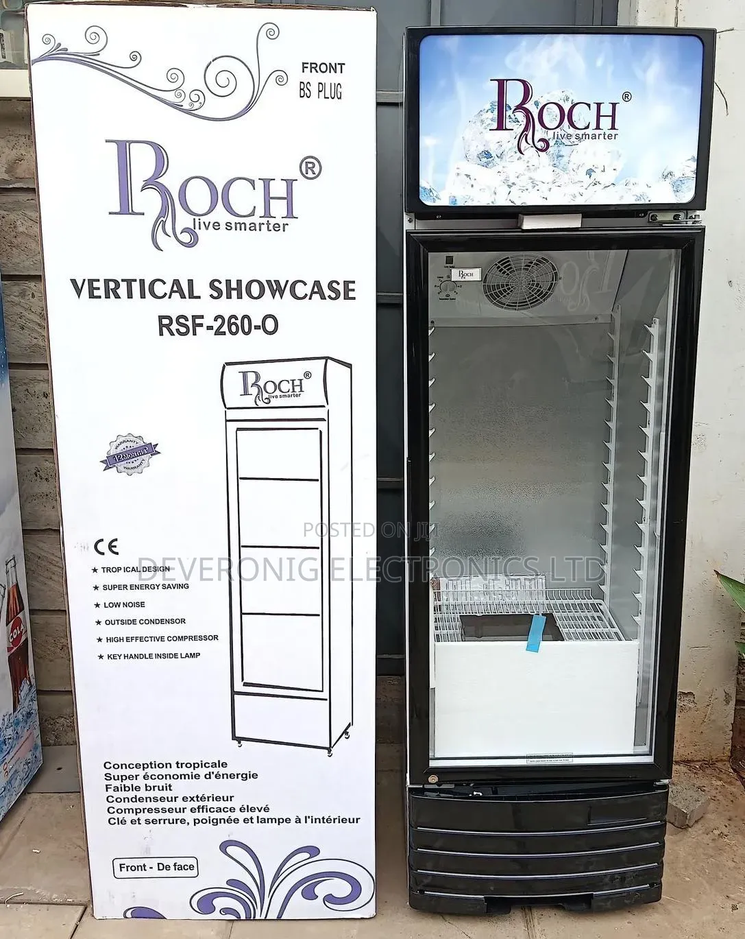 209 Litres Roch Vertical Showcase Model RSF-260-O Refrigerator