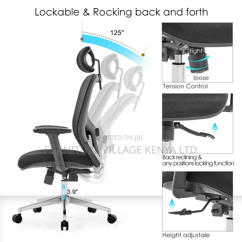 Black Ergonomic Mesh Adjustable Home Chair