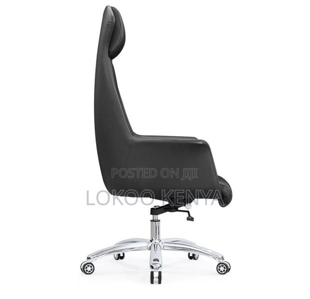 Office Chair; Black Durable Leather Swivel Boss Office Chair - thumbnail 3