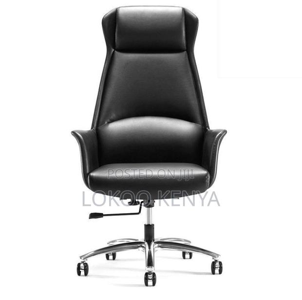Office Chair; Black Durable Leather Swivel Boss Office Chair - thumbnail 4
