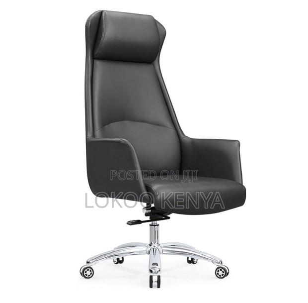 Office Chair; Black Durable Leather Swivel Boss Office Chair - thumbnail 5