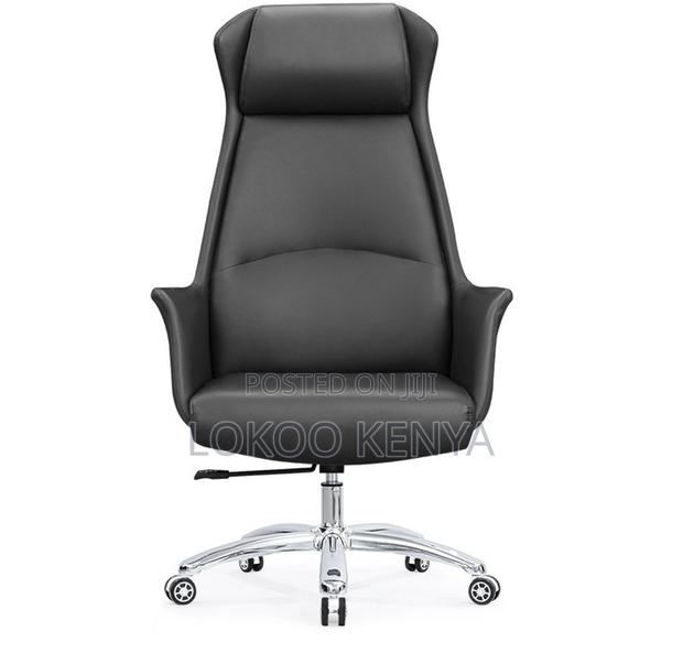 Office Chair; Black Durable Leather Swivel Boss Office Chair - thumbnail 7
