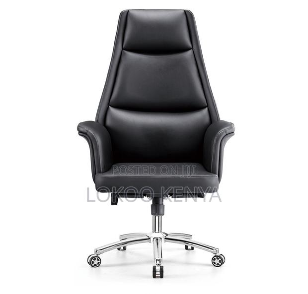 Office Chair; Black Durable Leather Swivel Boss Office Chair - thumbnail 8