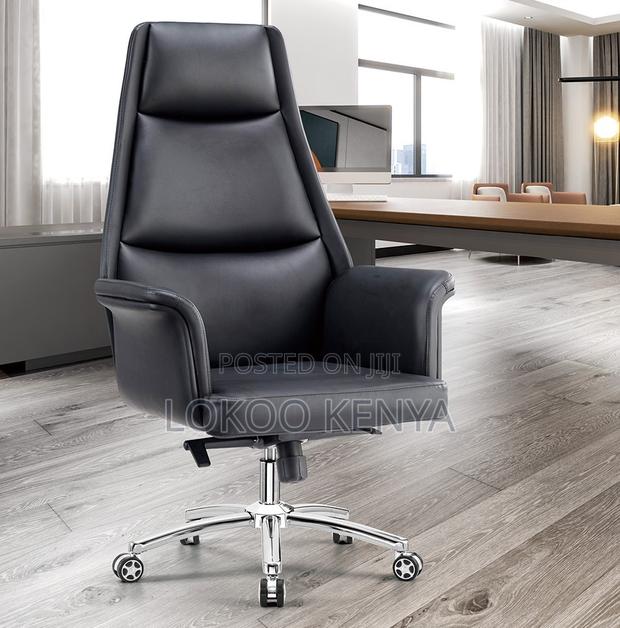 Office Chair; Black Durable Leather Swivel Boss Office Chair - thumbnail 9