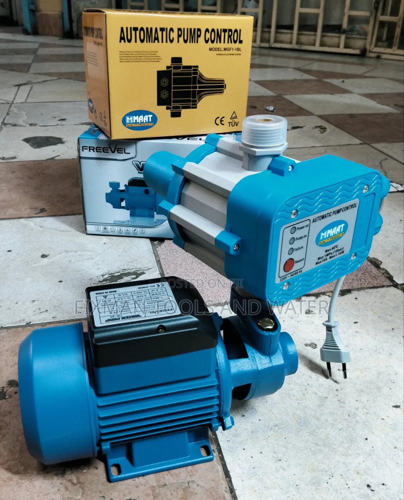 Freevel Water Booster Pump 0.5 Hp 30m and Pressure Control Switch