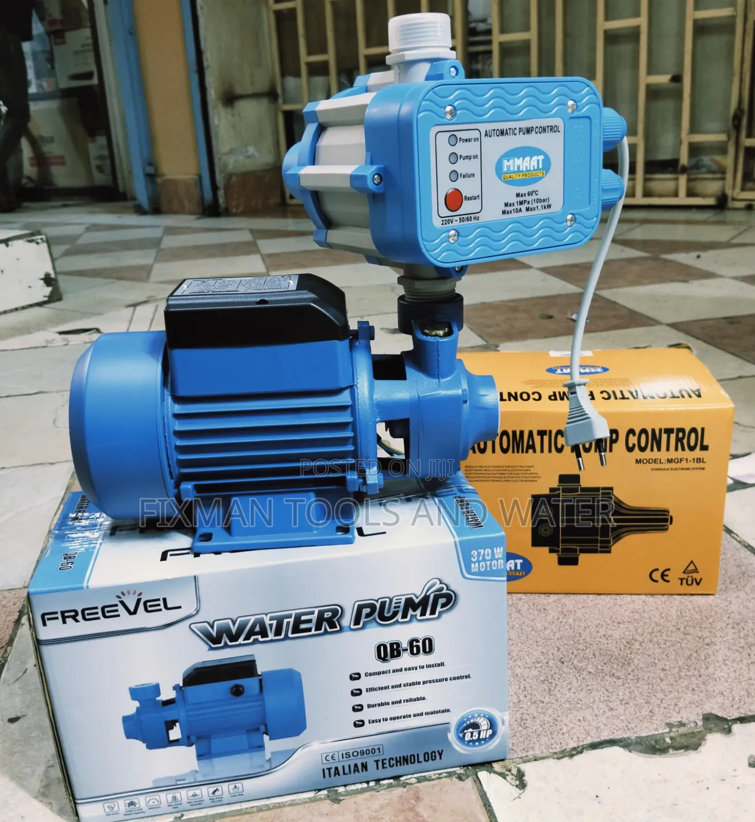 Advanced Freevel Water Pump 0.5 Hp 30m and Pressure Control Switch Set
