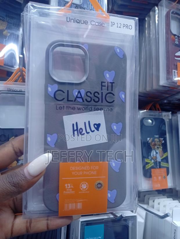 iPhone 12 Pro Matte Grey Finish With Blue Heart Patterns Case - main view