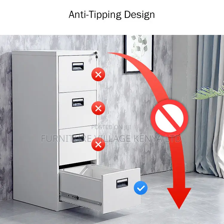 4-Drawer's White File Cabinet With Single Key