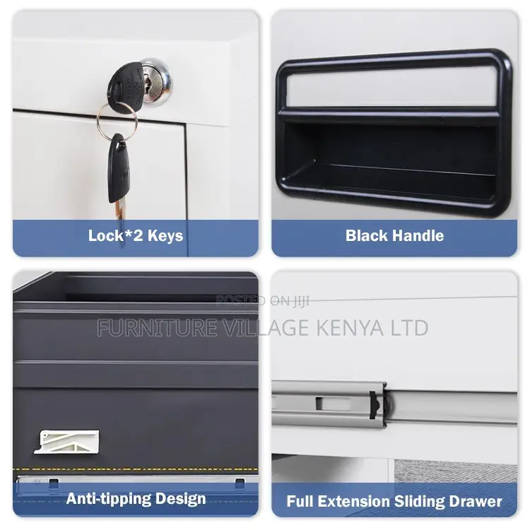 4-Drawer's White File Cabinet With Single Key