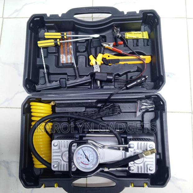 Car Tire Air Compressor Kit 12v Emergency Repair Tools Set