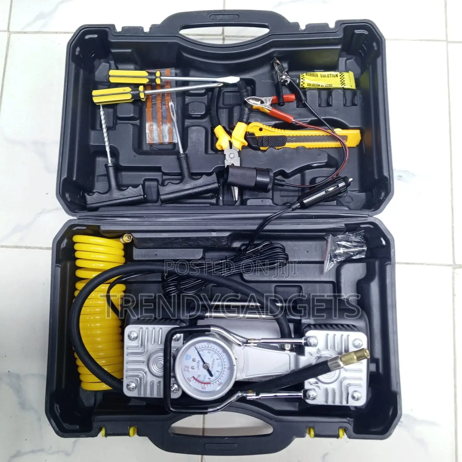 Car Tire Air Compressor Kit 12v Emergency Repair Tools Set