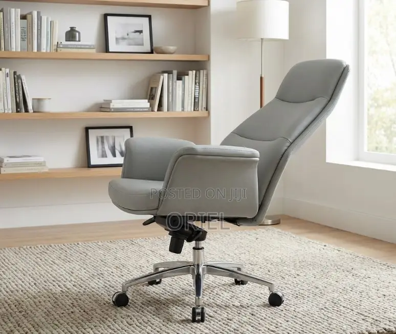Executive Office Chair : High-Back Elegant Gray Office Chair