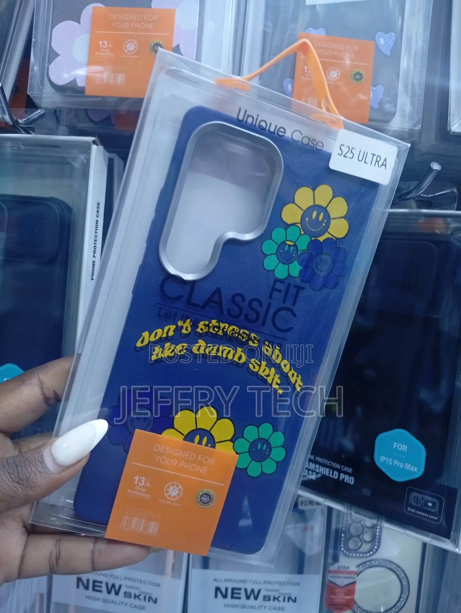 Samsung 25 Ultra Blue With Yellow and Green Flower Graphics Case