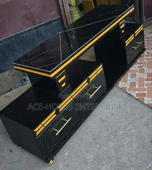 Executive Tv Stand With Marble Coating Effect and Led Light