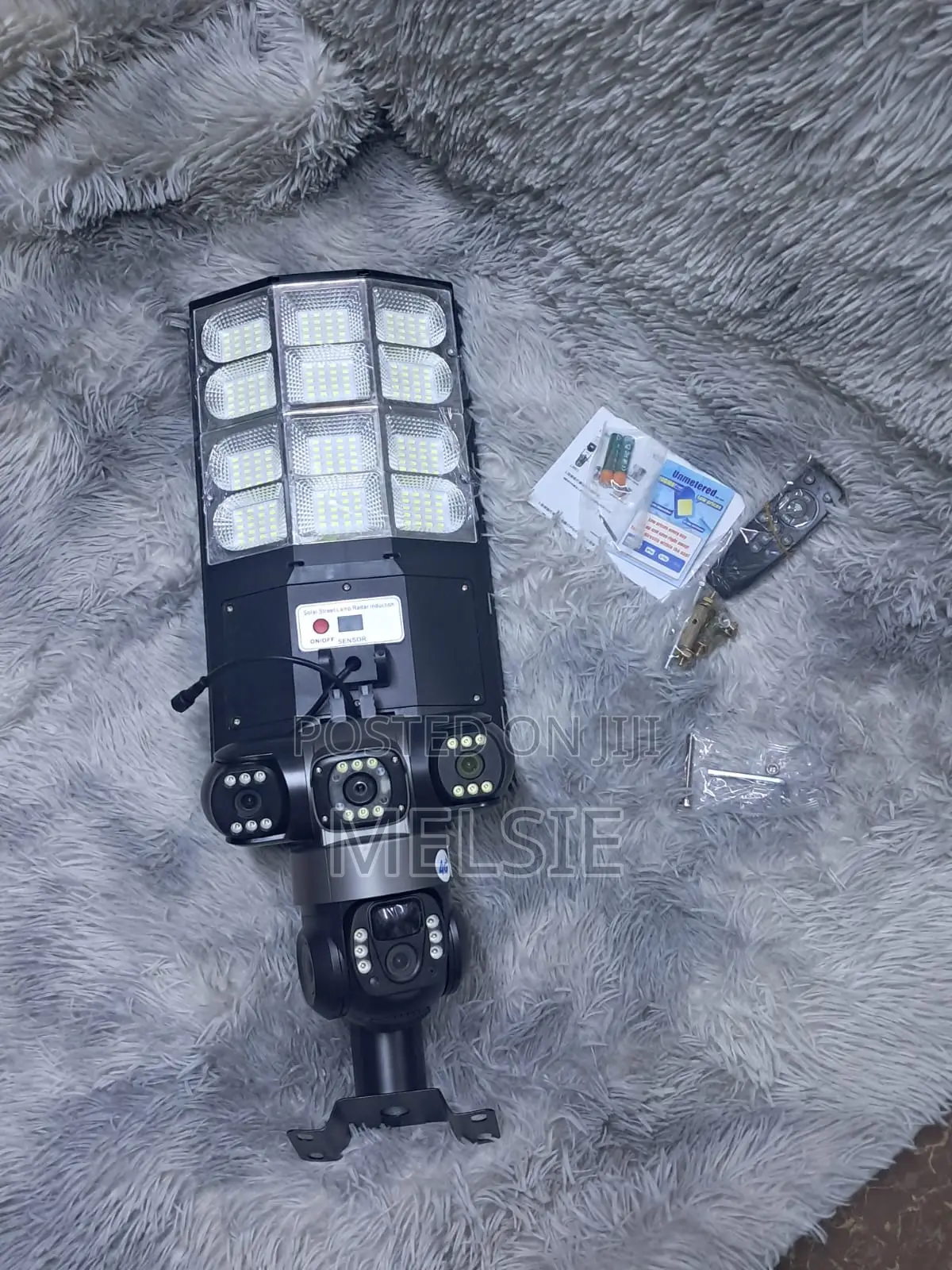 Wireless 4g Sim Solar CCTV Street Light Camera PTZ Rotating Triple Len
