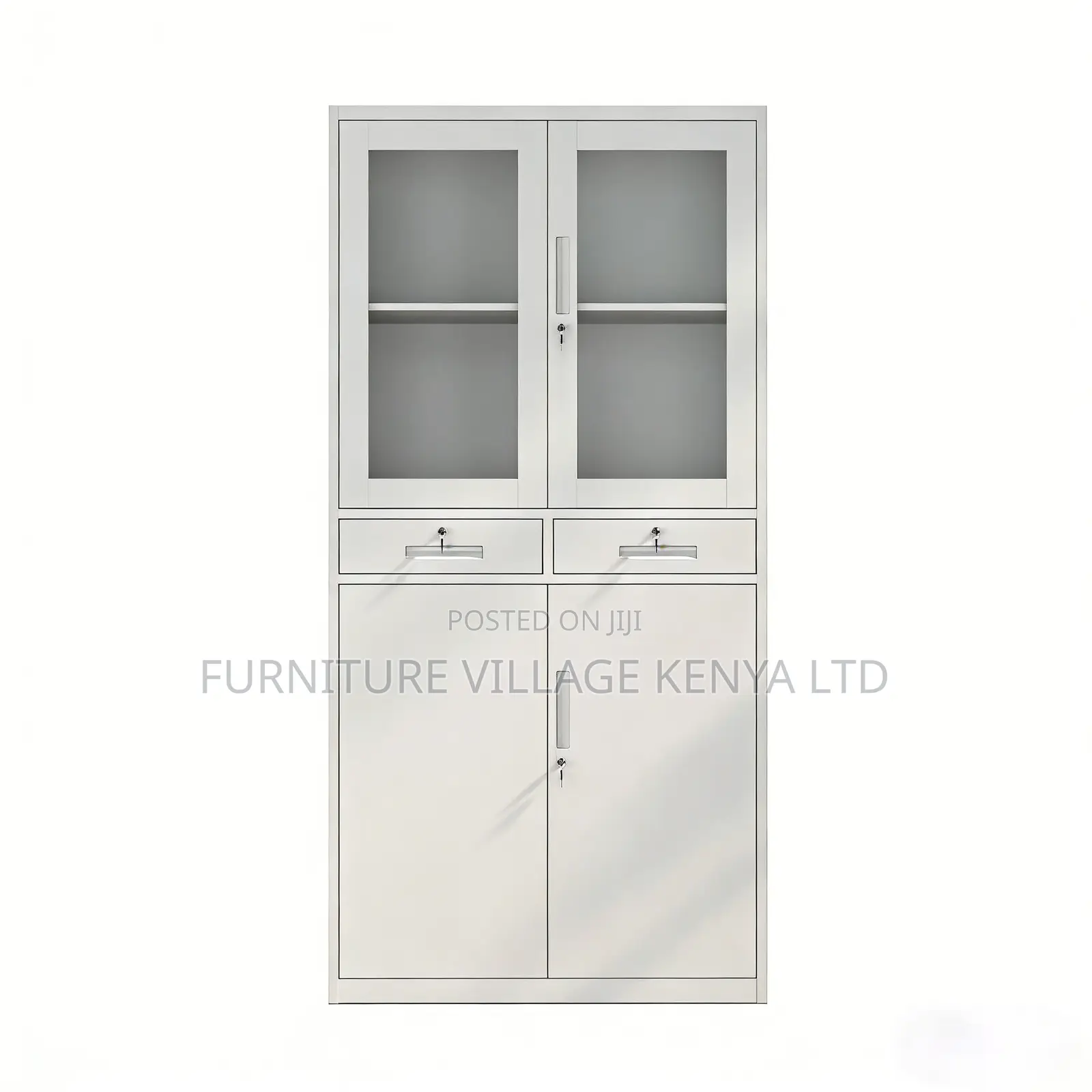 Modern White Glass Door File Cabinet With Drawers