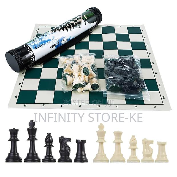 Chess Tournament Mat With Carrying Tube Portable Roll Up Board Game