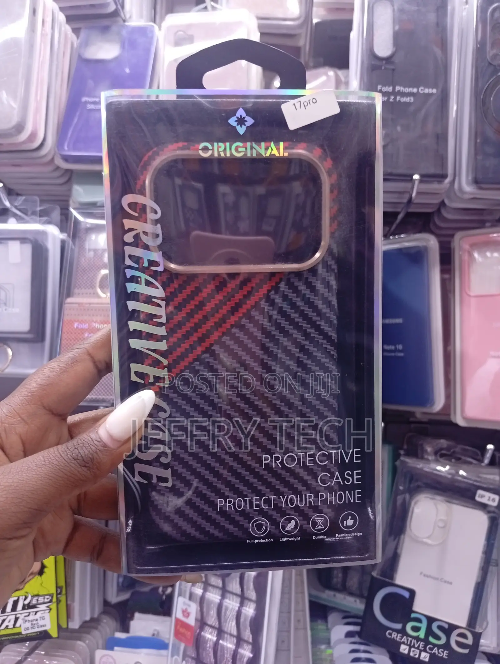 iPhone 17 Pro Red-and-Black Diagonal Textured Pattern
