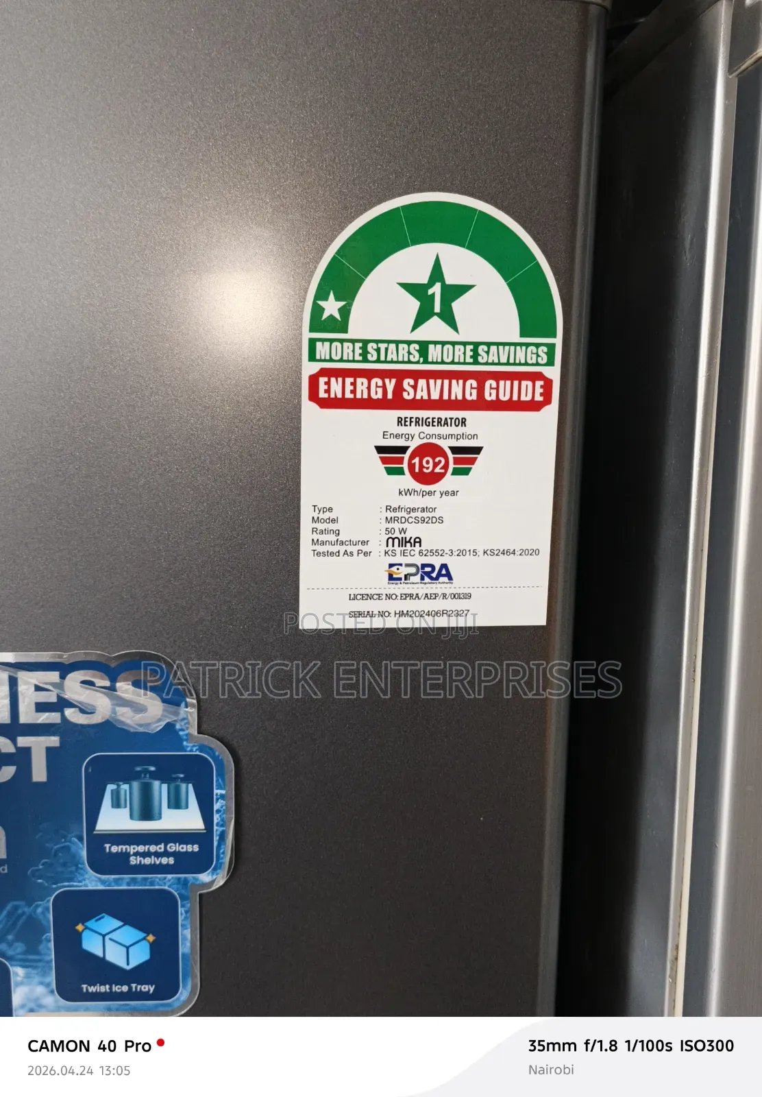 Mika Refrigerator I Door 92 Litters