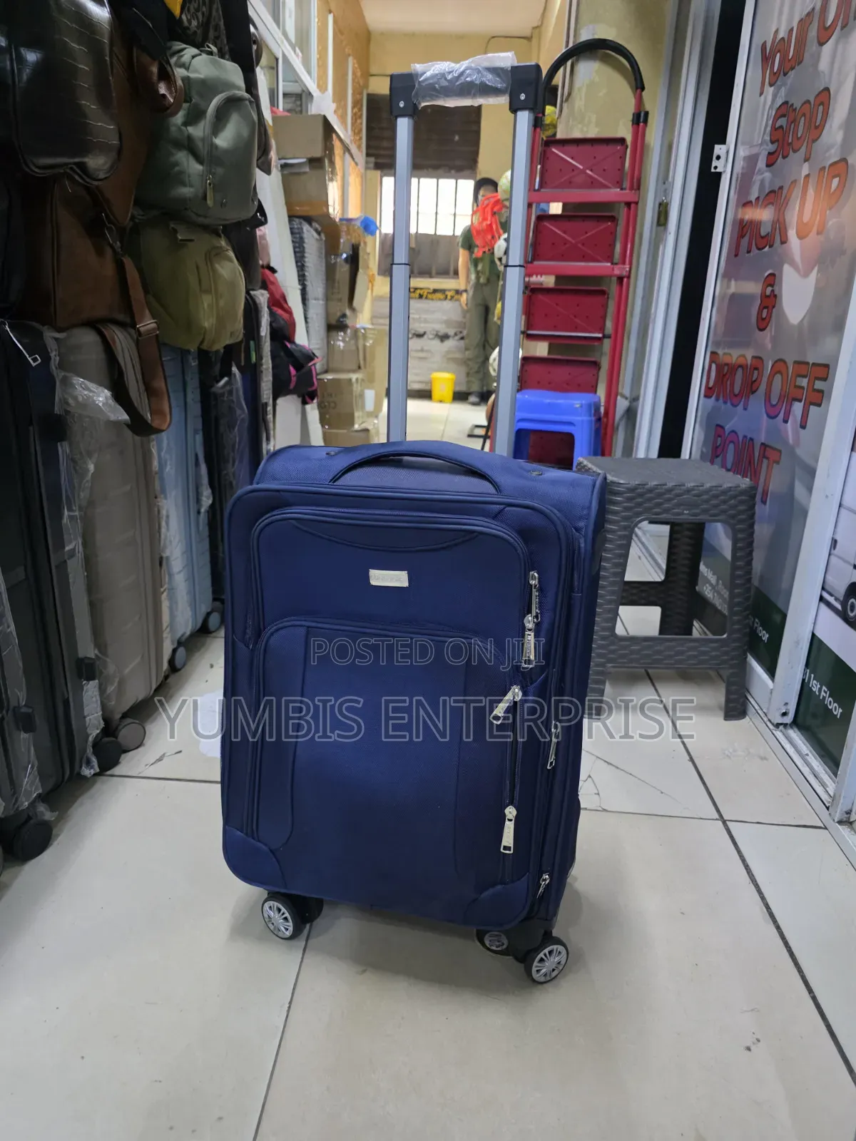 Blue Premium Quality Fabric Small Suitcase