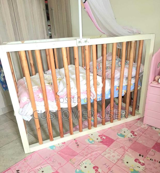 Baby Cot 2x4 With Mosquito Net Frame – Strong Wooden Crib - thumbnail 3