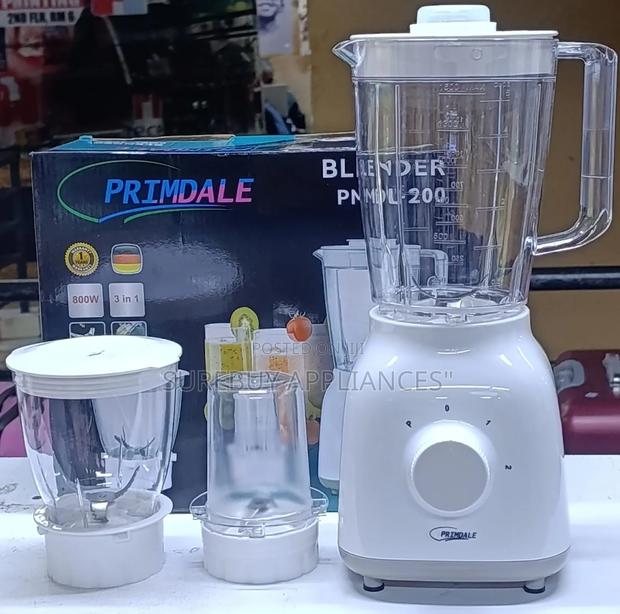 Primdale 600w 3-in-1 Blender With 1.6l Jar, Grinder Food Chopper
