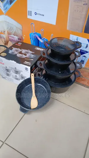 Bosch 11pcs Granite Cookware Set With Silicone Lid – Nonstick Pots Set