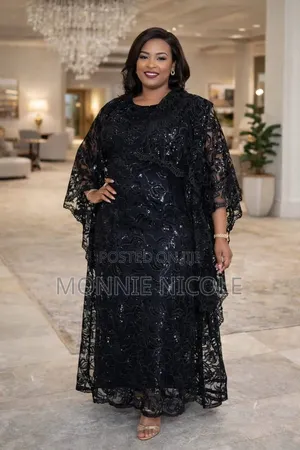 Lacey Black Ankle Length Dress.
