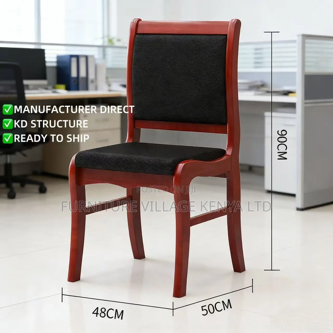 Armless Leather Padded Executive Guest Office Chair