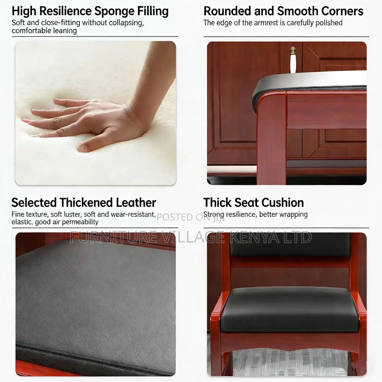 Armless Leather Padded Executive Guest Office Chair
