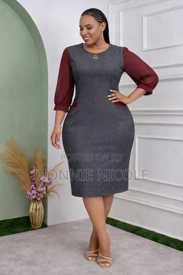 Grey Official. Fitting Dress. Plus Size
