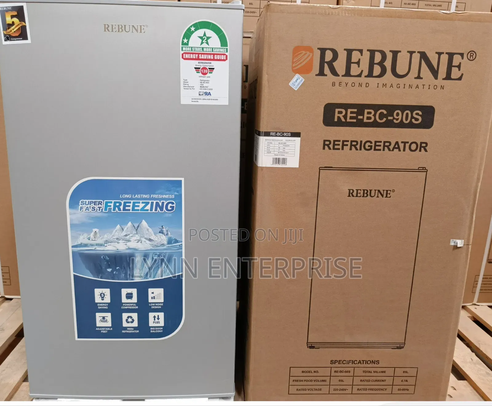 Rebune 90 Litres Dark Silver Single Door Refrigerator With Free Guard