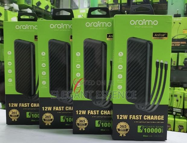 Oraimo *10,000mah* Power Bank With Built in Cables Micro, Type C