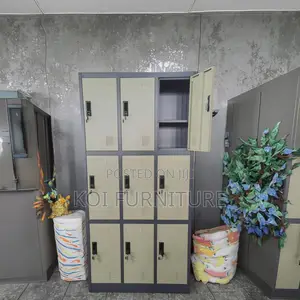 Office Cabinet; Nine Lockers Gray Executive Multi Secured Cabinet