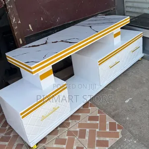 Executive Modern Tv Stand With Marble Finish Storage